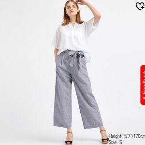 Uniqlo women’s high wasted blue linen pants